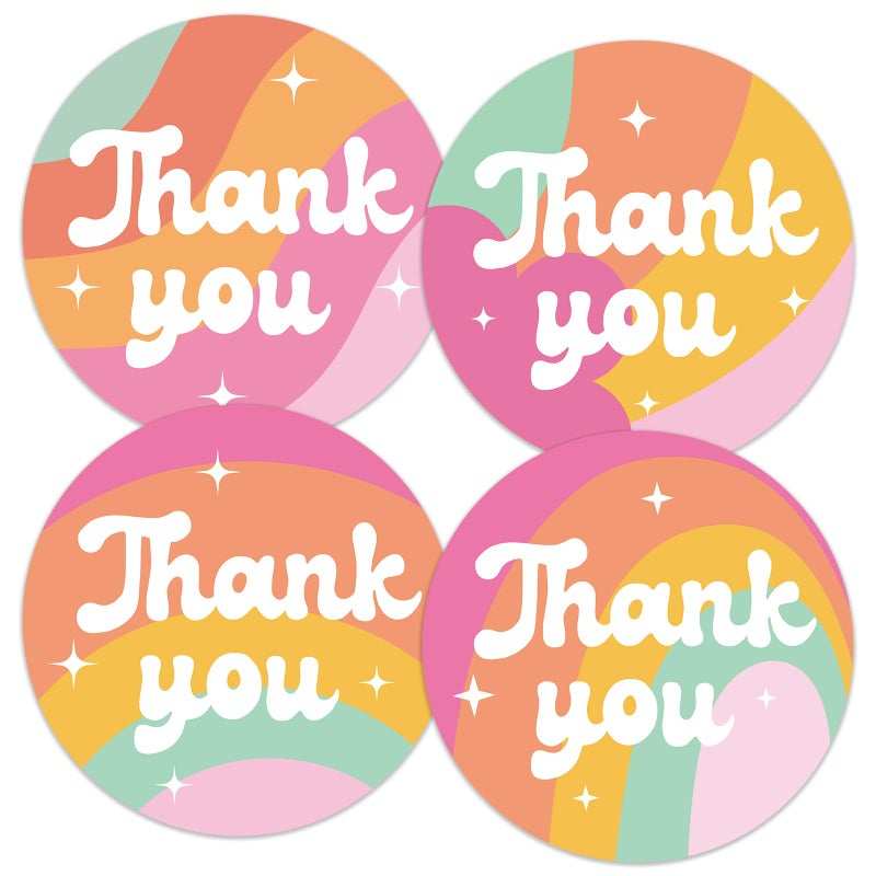 Anwyll Thank You Stickers - Rainbow Star Thank You Stickers for Small Business 480Pcs 1.5In Thank You Sticker for Packaging Self Adhesive Thank You Party Favor Seal Label Sticker for Card(4 Design) - Image 1