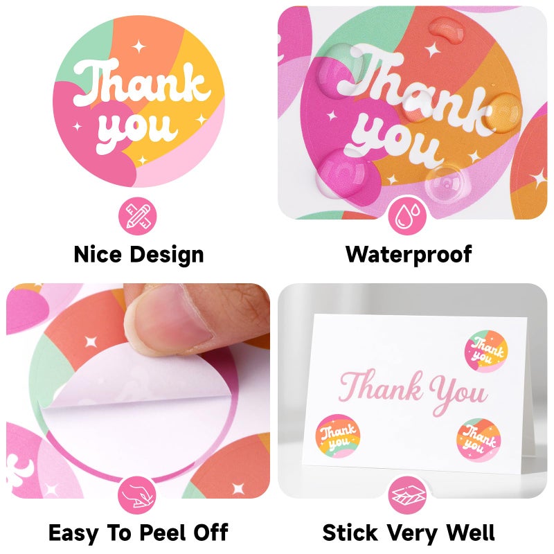 Anwyll Thank You Stickers - Rainbow Star Thank You Stickers for Small Business 480Pcs 1.5In Thank You Sticker for Packaging Self Adhesive Thank You Party Favor Seal Label Sticker for Card(4 Design) - Image 3