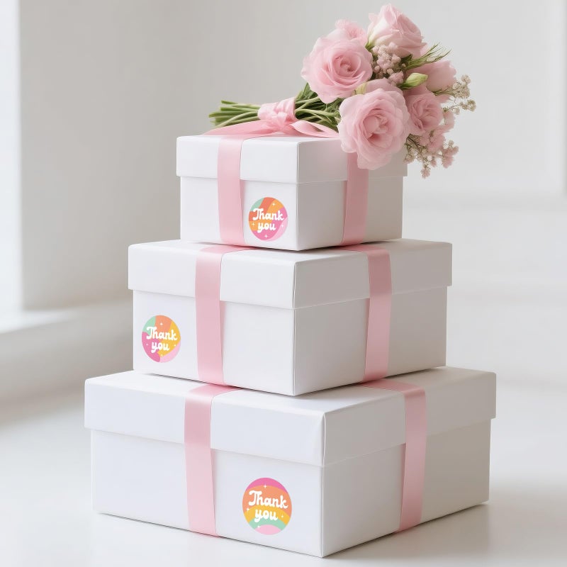 Anwyll Thank You Stickers - Rainbow Star Thank You Stickers for Small Business 480Pcs 1.5In Thank You Sticker for Packaging Self Adhesive Thank You Party Favor Seal Label Sticker for Card(4 Design) - Image 4