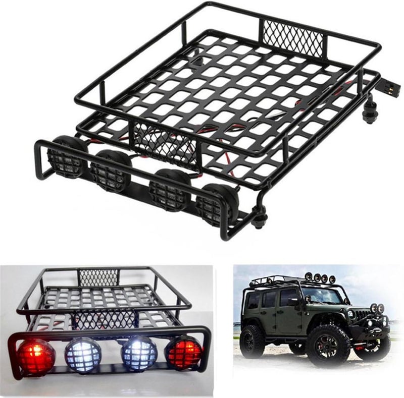 Yurefax Metal RC Crawler Roof Rack with Lights - Image 4
