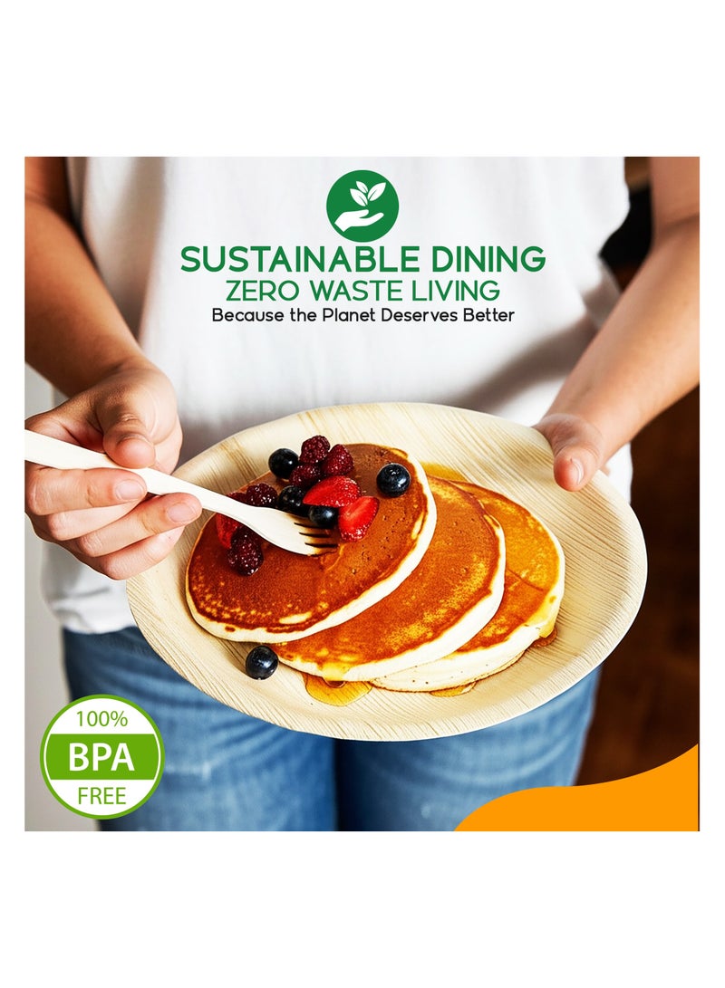EcoEdge 6 Inch Round Areca Palm Leaf Disposable Plates (Pack of 25) | Natural Durability, Biodegradable, Recyclable | Heavy Duty, Sustainable Luxury | Microwave Friendly, BPA Free | 100% Compostable - Image 2