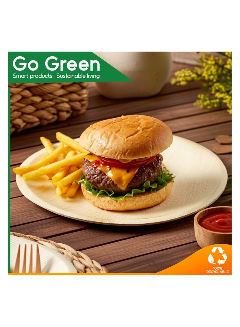 EcoEdge 6 Inch Round Areca Palm Leaf Disposable Plates (Pack of 25) | Natural Durability, Biodegradable, Recyclable | Heavy Duty, Sustainable Luxury | Microwave Friendly, BPA Free | 100% Compostable - Image 4