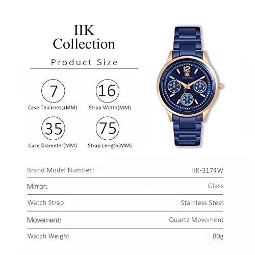 IIK COLLECTION Watch for Women Round Studded Dial Girls Watches |Analogue Quartz Movement Ladies Watch Long Battery Life Stainless Steel Chain Strap Double Lock Clasp Safety Watch for Girls. - Image 4