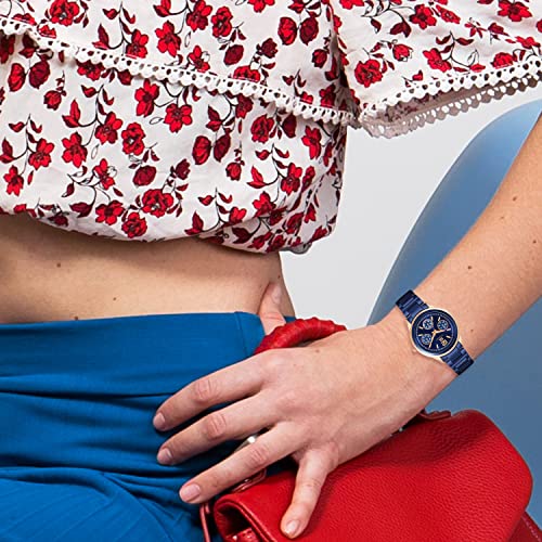 IIK COLLECTION Watch for Women Round Studded Dial Girls Watches |Analogue Quartz Movement Ladies Watch Long Battery Life Stainless Steel Chain Strap Double Lock Clasp Safety Watch for Girls. - Image 3