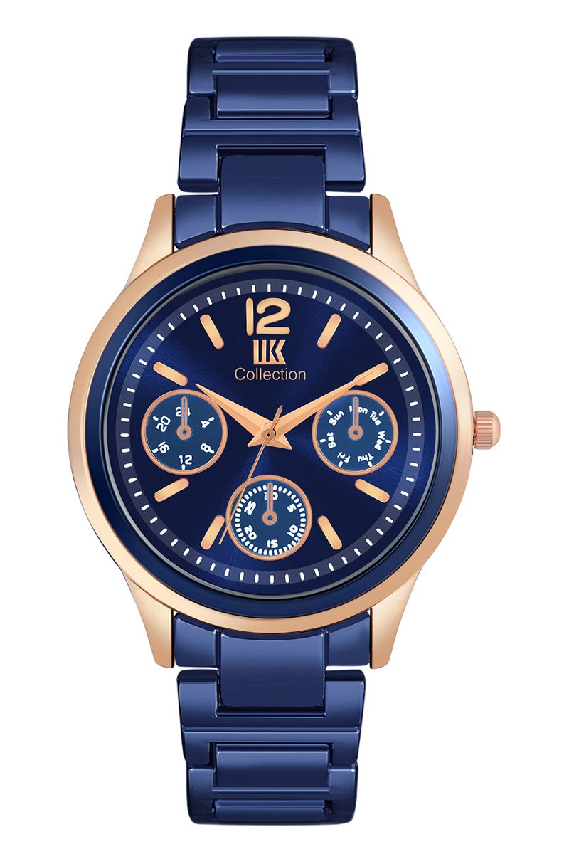 IIK COLLECTION Watch for Women Round Studded Dial Girls Watches |Analogue Quartz Movement Ladies Watch Long Battery Life Stainless Steel Chain Strap Double Lock Clasp Safety Watch for Girls. - Image 1