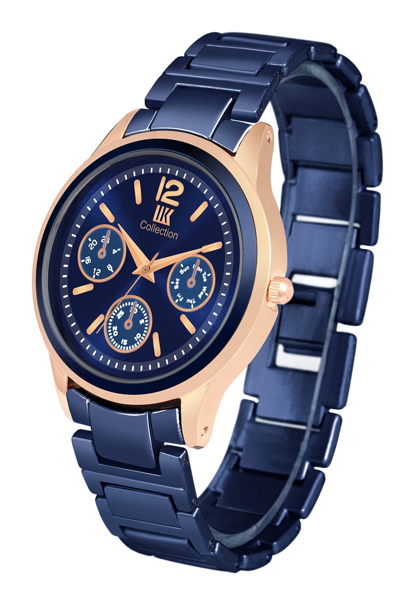 IIK COLLECTION Watch for Women Round Studded Dial Girls Watches |Analogue Quartz Movement Ladies Watch Long Battery Life Stainless Steel Chain Strap Double Lock Clasp Safety Watch for Girls. - Image 5
