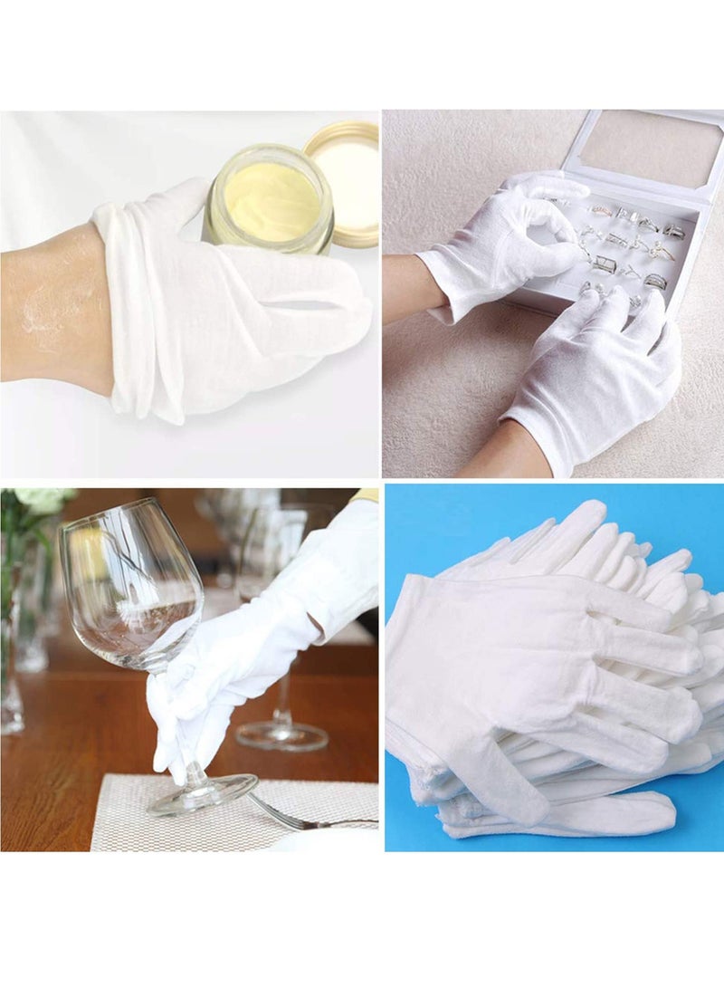 SOLARAE White Cotton Gloves Large Moisturizing For Dry Hands Eczema, Overnight Lotion Spa 6 Pairs Jewelry Inspection Work - Image 2
