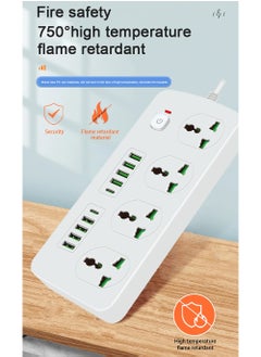 EzzySo Power Socket With 4 Universal Socket And USB Type-C Port Multiprise Network Filter Power Strip With 2M Extension Cord Safety Button  - Image 3
