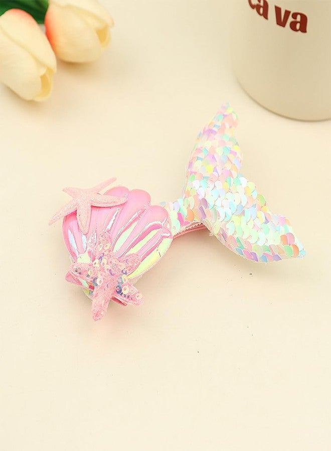 زيبويو مشابك شعر زيبويو® للبنات - 4 دبابيس شعر على شكل ذيل حورية البحر مزينة بالترتر بألوان متعددة، خفيفة الوزن ومتينة، مشابك شعر غرة بطول 4.3 بوصة، إكسسوارات شعر لطيفة للبنات، عبوة من 4 قطع - Image 5