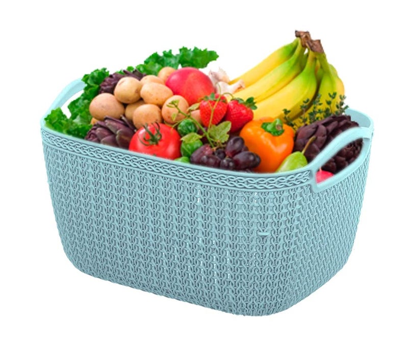Kuber Industries Q-5 Unbreakable Plastic Multipurpose Medium Size Flexible Storage Baskets/Fruit Vegetable Bathroom Stationary Home Basket with Handles (Light Blue) - Image 3