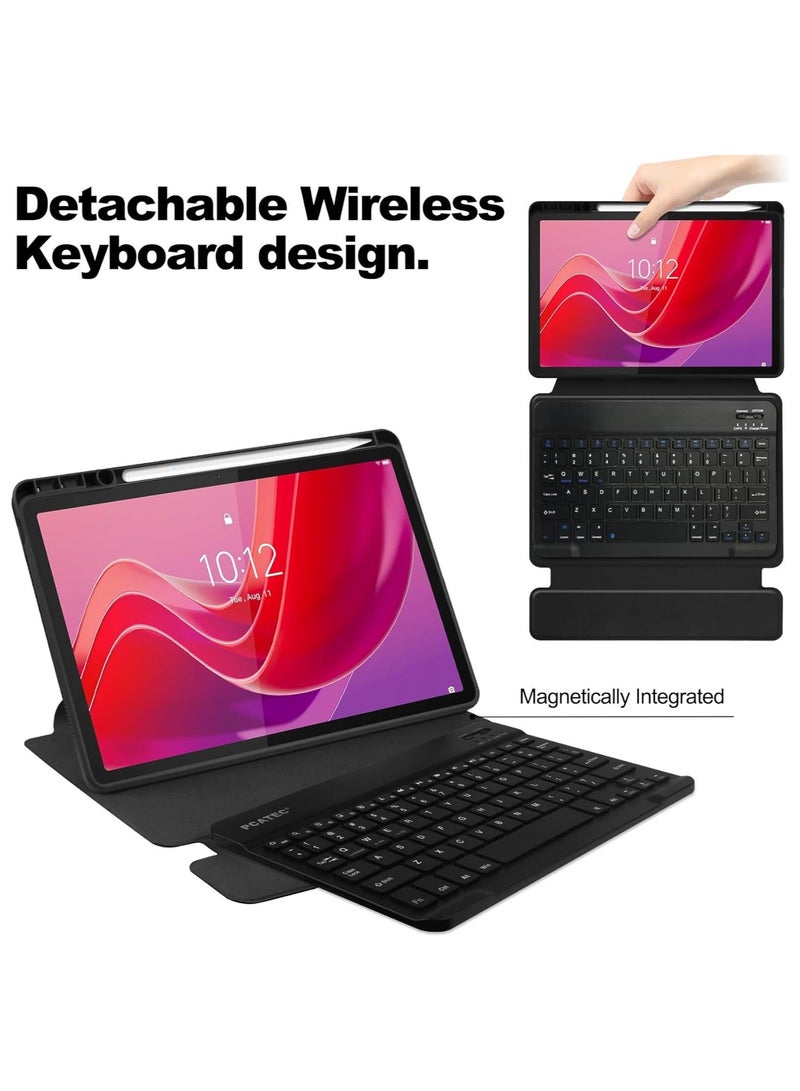 Keyboard Case Compatible with Lenovo Tab M11 11 Inch,Acrylic Transparent Rotating Protective + Keyboard,Multi-View Stand,with Pen Slot - Image 3
