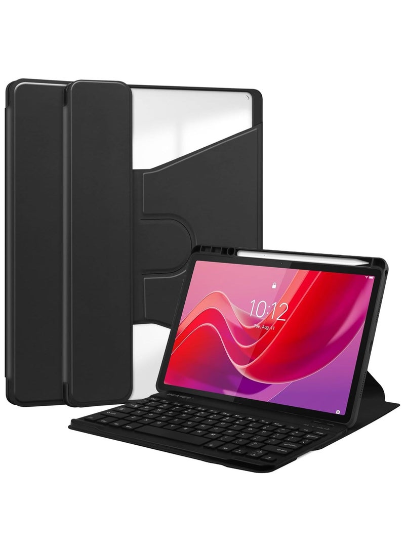 Keyboard Case Compatible with Lenovo Tab M11 11 Inch,Acrylic Transparent Rotating Protective + Keyboard,Multi-View Stand,with Pen Slot - Image 1