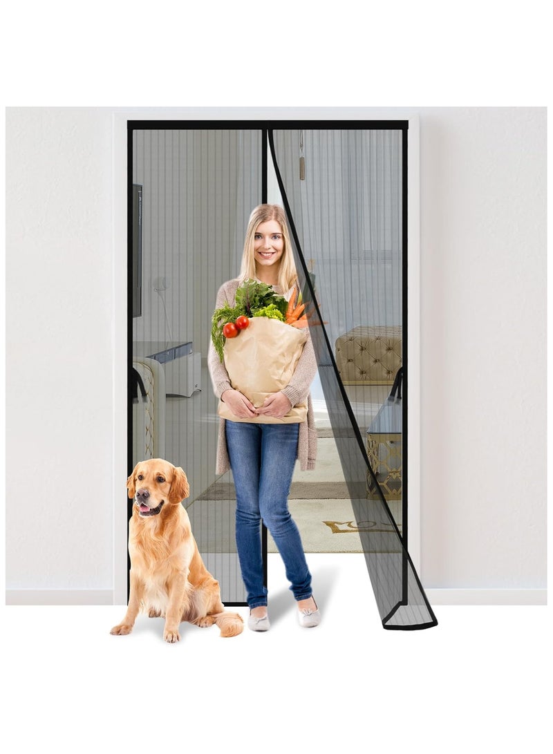 Magnetic Screen Door -Screen Itself Size:90*210CM(36x82 inch, Hands Free Mesh Partition,Heavy Duty Curtain Keeps Bugs Out, Frame Hook & Loop, Pet and Kid Friendly - Image 1