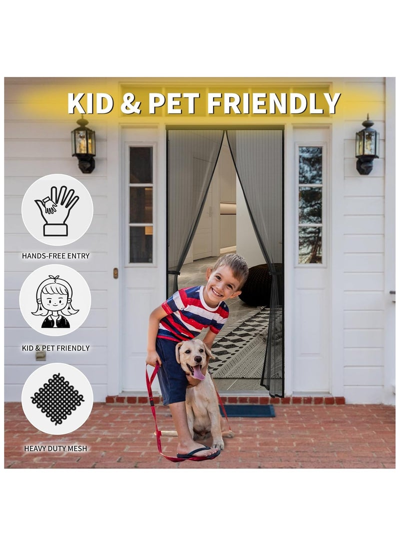 Magnetic Screen Door -Screen Itself Size:90*210CM(36x82 inch, Hands Free Mesh Partition,Heavy Duty Curtain Keeps Bugs Out, Frame Hook & Loop, Pet and Kid Friendly - Image 3