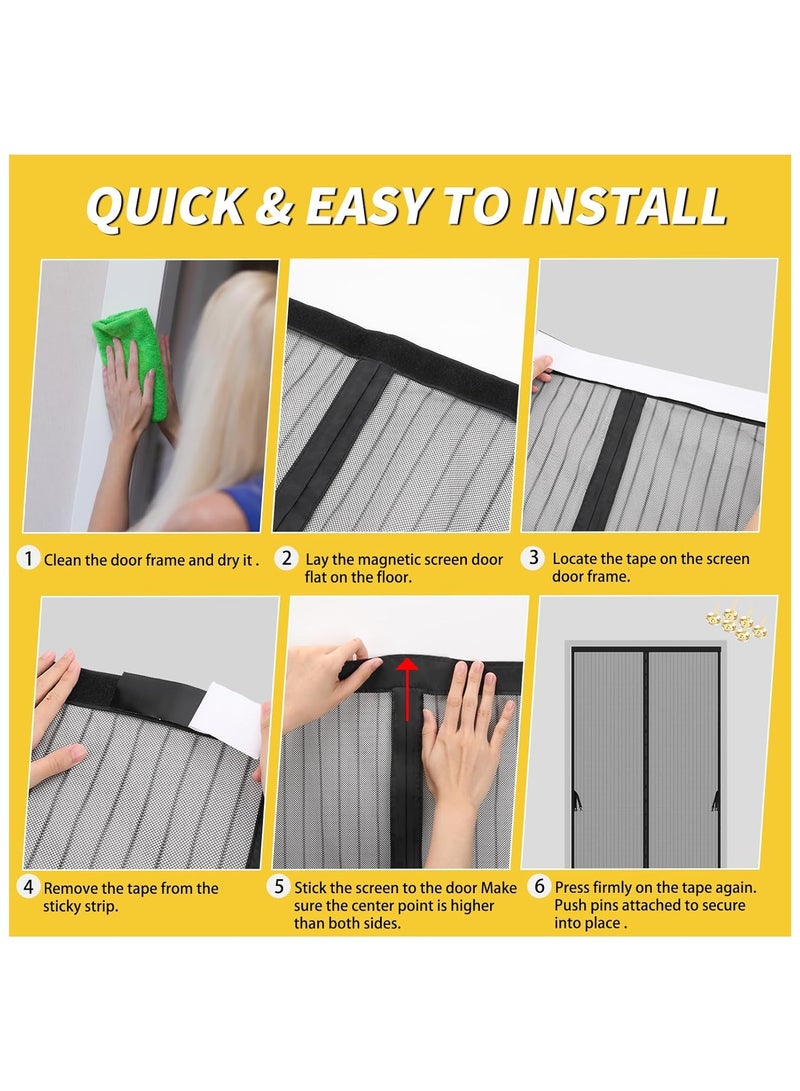 Magnetic Screen Door -Screen Itself Size:90*210CM(36x82 inch, Hands Free Mesh Partition,Heavy Duty Curtain Keeps Bugs Out, Frame Hook & Loop, Pet and Kid Friendly - Image 5