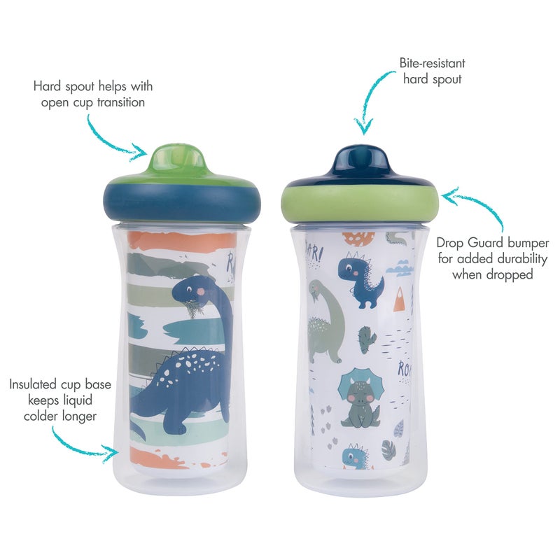 The First Years Dinosaur Kids Insulated Sippy Cups - Dishwasher Safe Spill Proof Toddler Cups - Ages 12 Months and Up - 9 Ounces - 2 Count - Image 2