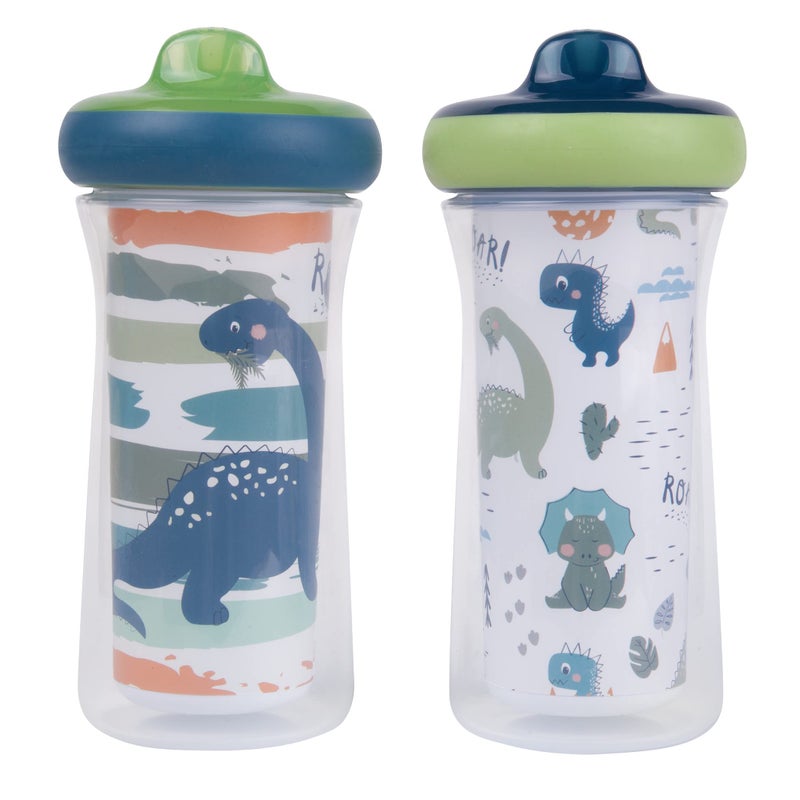 The First Years Dinosaur Kids Insulated Sippy Cups - Dishwasher Safe Spill Proof Toddler Cups - Ages 12 Months and Up - 9 Ounces - 2 Count - Image 1