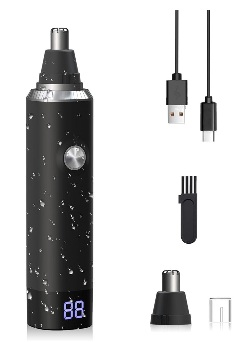 general Ear & Nose Hair Trimmer with LED Display for Men Women,Painless USB Rechargeable Eyebrow & Facial & Nose Hair Trimmer Clipper,Professional IPX7 Waterproof Dual Edge Blades Black - Image 1