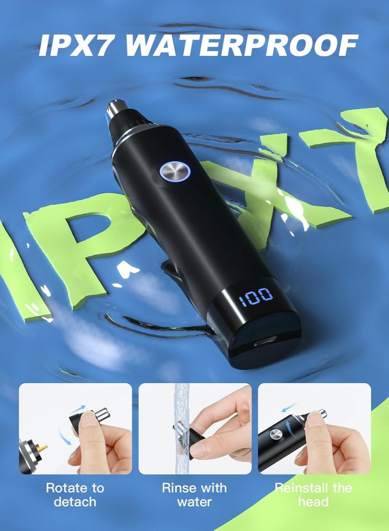 general Ear & Nose Hair Trimmer with LED Display for Men Women,Painless USB Rechargeable Eyebrow & Facial & Nose Hair Trimmer Clipper,Professional IPX7 Waterproof Dual Edge Blades Black - Image 5