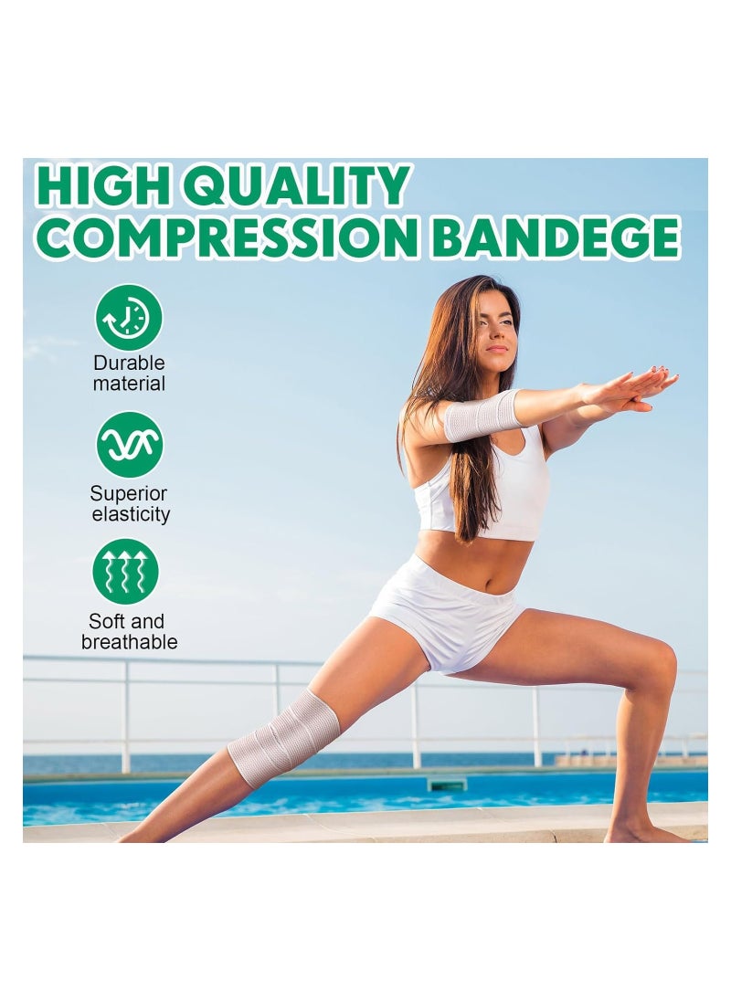 KASTWAVE - 12 Pack Elastic Bandage Wrap with Self Closure on Both Ends Compression Bandage for Legs, Knees, Ankles, Wrists, Elbows, Shoulders, Athletic Stretchable Bandage Wrap (2 Inch) - Image 1