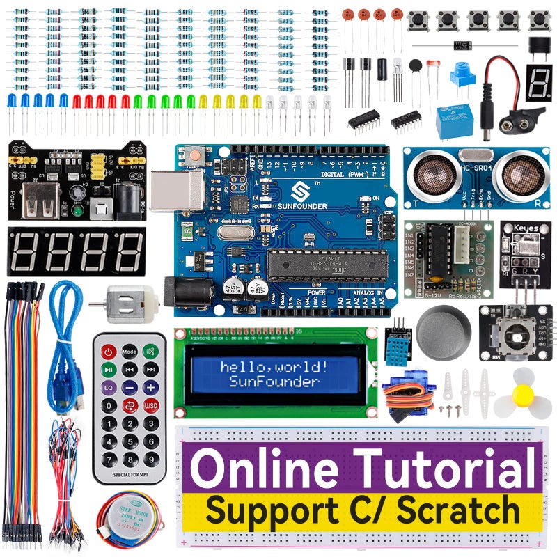 SunFounder Project Complete Starter kit Compatible with Arduino UNO R3 Arduino IDEScratch Coding with 42 Detailed Online Tutorials