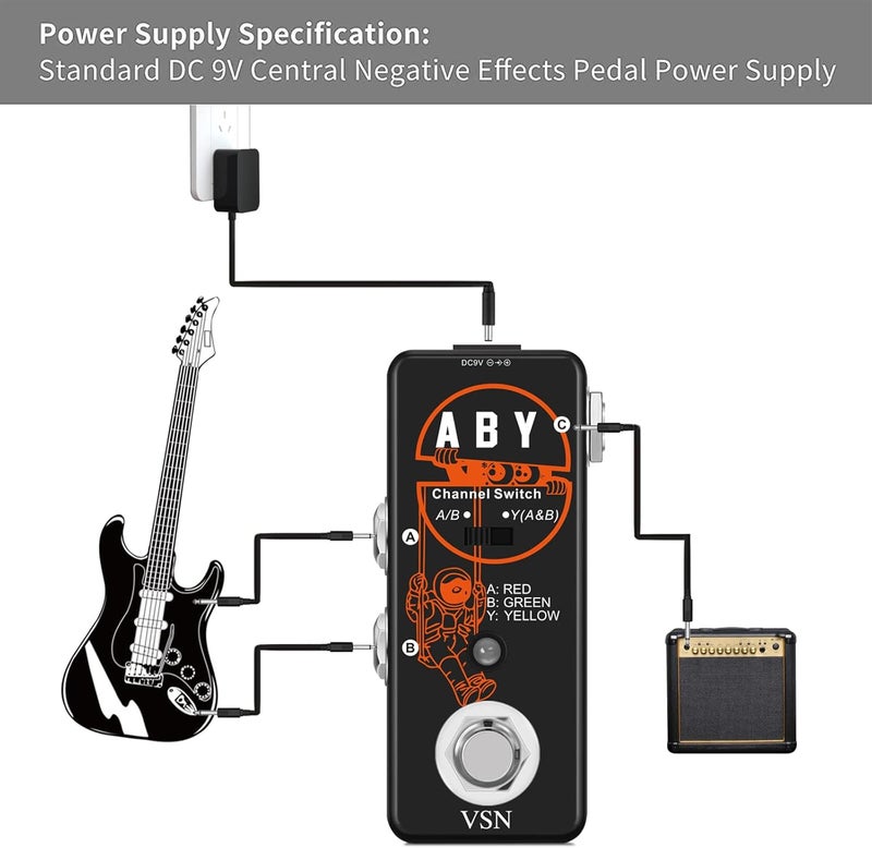 VSN ABY BOX Switch Guitar Pedal ABY Box Line Selector Channel Pedal True Bypass for Mini Size True Bypass … - Image 4