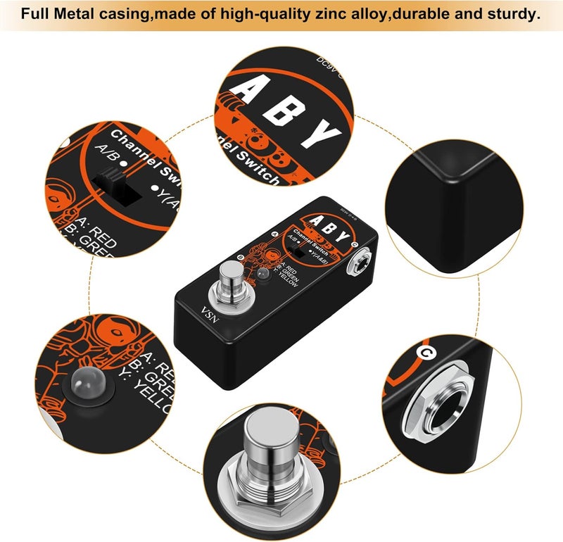VSN ABY BOX Switch Guitar Pedal ABY Box Line Selector Channel Pedal True Bypass for Mini Size True Bypass … - Image 3