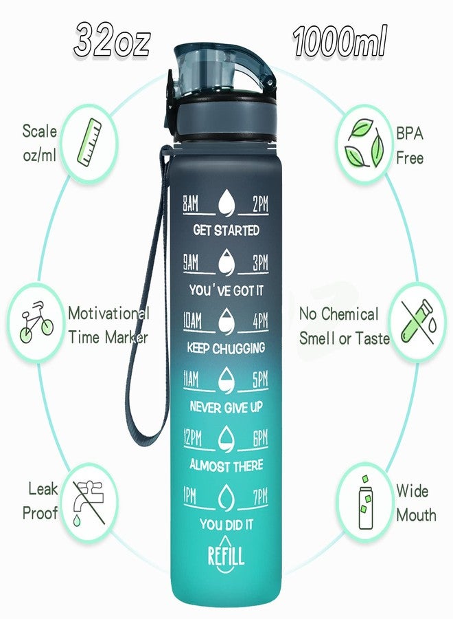 Enerbone زجاجة مياه إنيربوين سعة 32 أونصة، مانعة للتسرب وخالية من مادة BPA والسموم، زجاجة مياه تحفيزية مزودة بمؤشرات للشرب وماصة، زجاجة مياه رياضية مزودة بحزام للمكتب، والنادي الرياضي، والرياضات الخارجية - Image 2