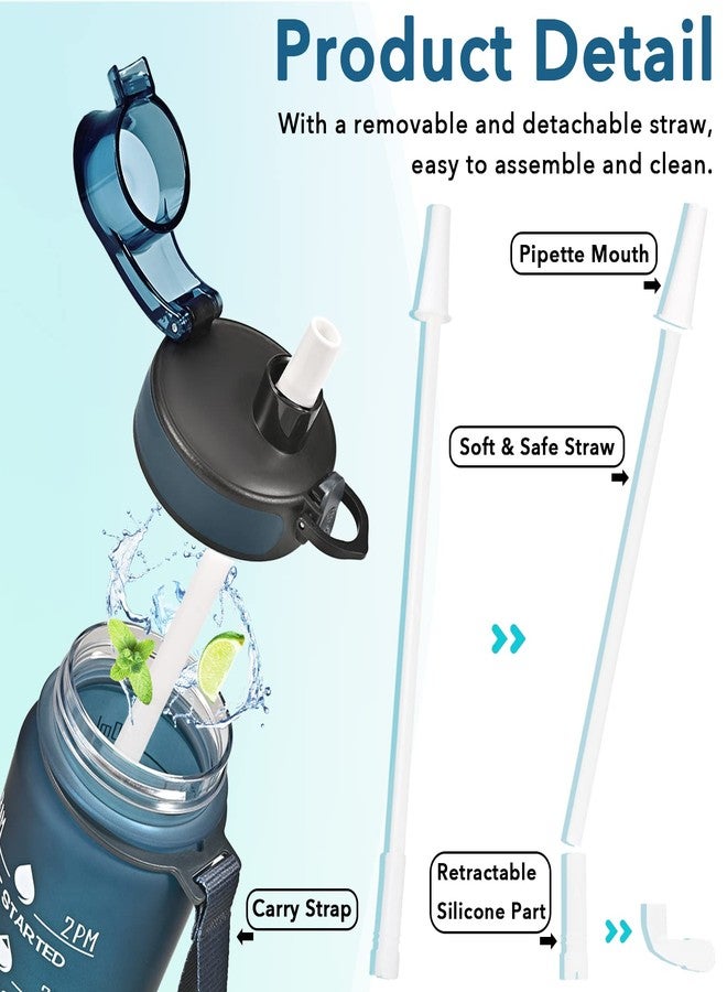 Enerbone زجاجة مياه إنيربوين سعة 32 أونصة، مانعة للتسرب وخالية من مادة BPA والسموم، زجاجة مياه تحفيزية مزودة بمؤشرات للشرب وماصة، زجاجة مياه رياضية مزودة بحزام للمكتب، والنادي الرياضي، والرياضات الخارجية - Image 5