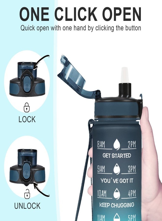 Enerbone زجاجة مياه إنيربوين سعة 32 أونصة، مانعة للتسرب وخالية من مادة BPA والسموم، زجاجة مياه تحفيزية مزودة بمؤشرات للشرب وماصة، زجاجة مياه رياضية مزودة بحزام للمكتب، والنادي الرياضي، والرياضات الخارجية - Image 4
