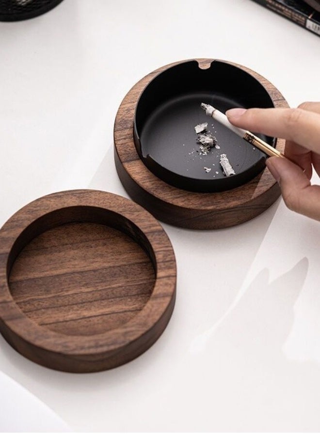 Pearl Coast International Hotel Quality Wooden Ashtray with Lid | 10x10x4.5cm | Stainless Steel | Easy to Clean | For Indoor or Outdoor Use - Image 2