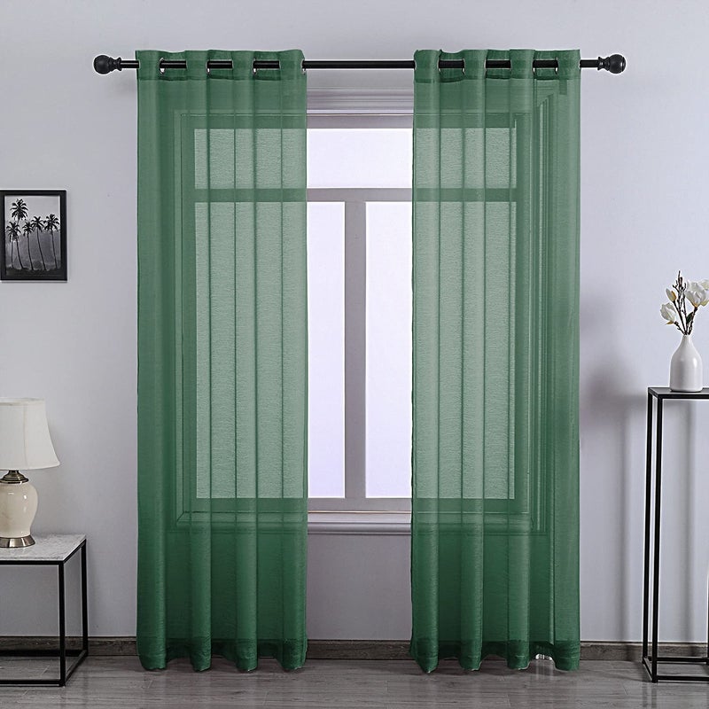 DONREN 96 Inch Length Patio Door Sheer Curtain Panels  Ceiling to Floor Extra Long Voile Drape Curtains Window Treatment for Sliding Glass DoorDark Green2 Pieces