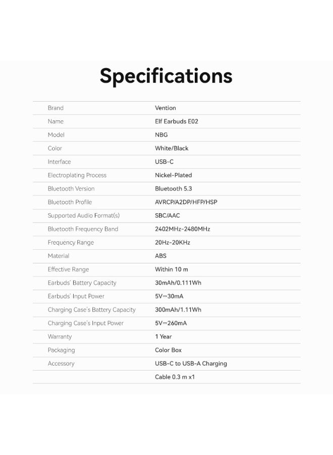 VENTION Elf Earbuds E02 Black Model # NBGB0 - Image 5