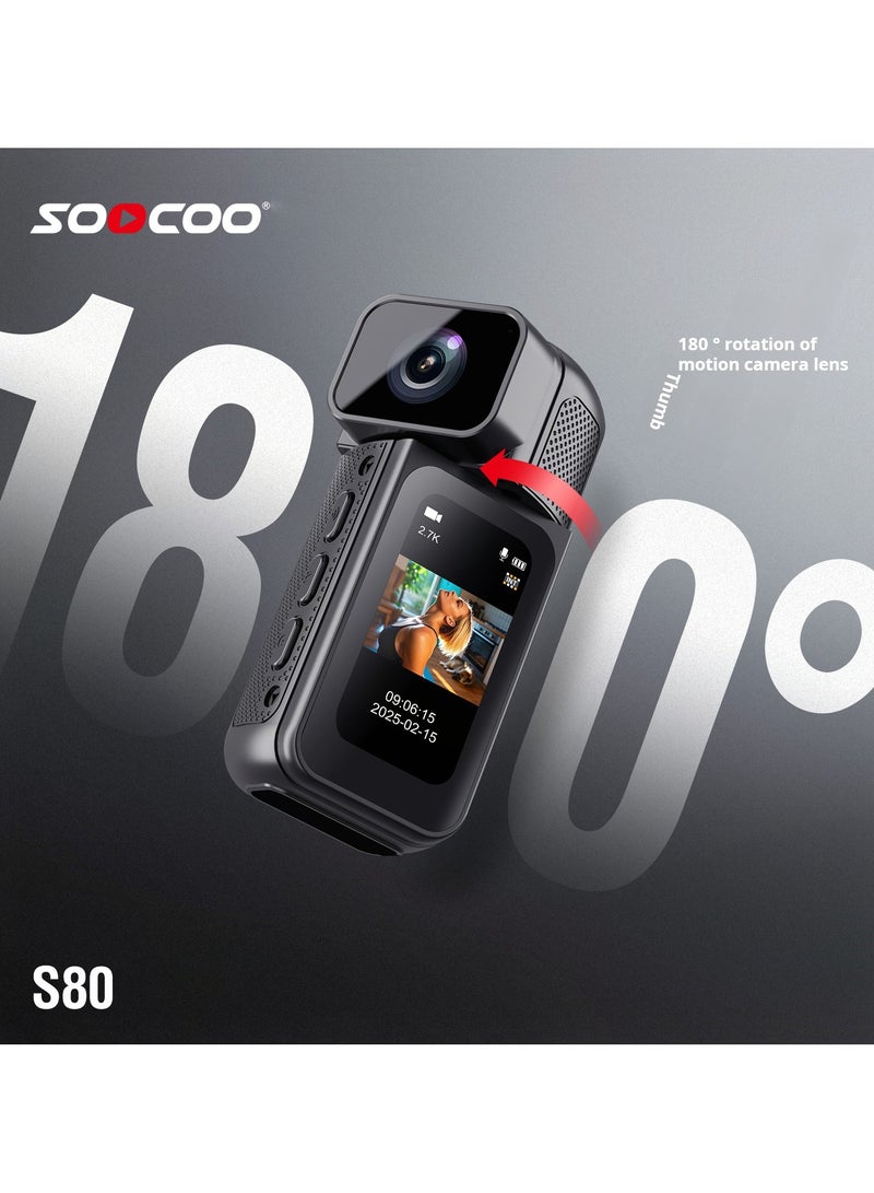 سوكو كاميرا إبهام WiFi مغناطيسية بدقة 2.7K لتصوير منظور الشخص الأول – كاميرا رياضية صغيرة خفيفة 35 جم، عدسة دوارة 180 درجة، مناسبة للدراجات والخوذ - Image 2