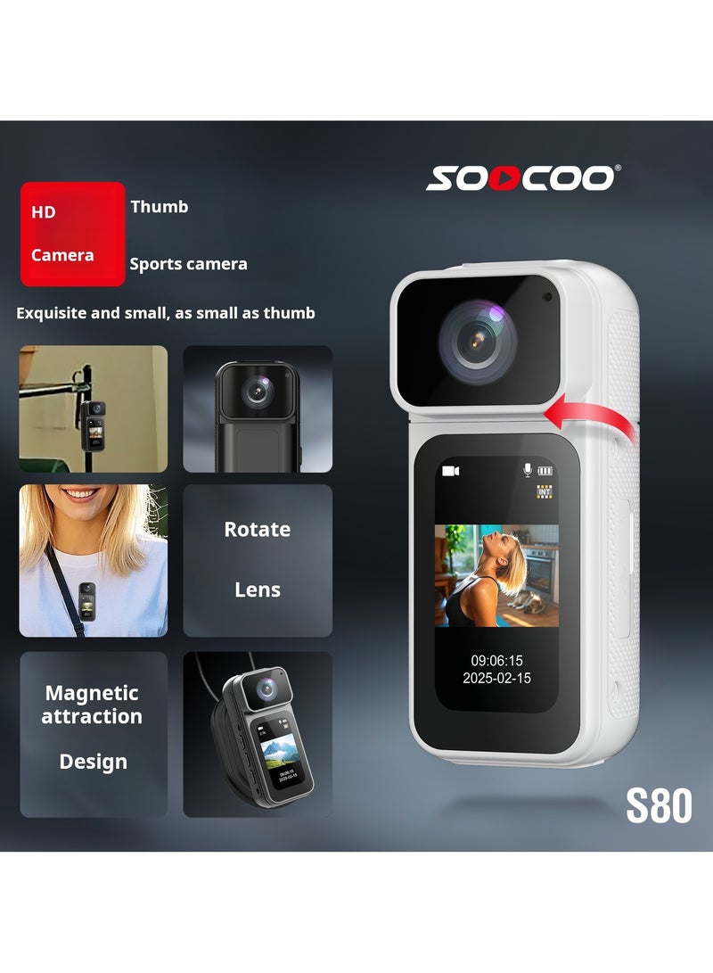 سوكو كاميرا إبهام WiFi مغناطيسية بدقة 2.7K لتصوير منظور الشخص الأول – كاميرا رياضية صغيرة خفيفة 35 جم، عدسة دوارة 180 درجة، مناسبة للدراجات والخوذ - Image 5