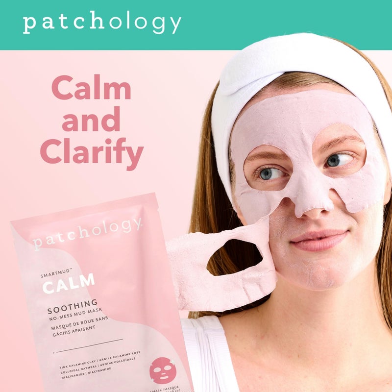 Patchology Calm SmartMud Clay Mask For Face - No Mess Soothing Mud Mask w/Calamine, Colloidal Oatmeal, & Niacinamide - Reduces Redness & Moisturizes Skin - Face Mask Skin Care for Women (1 Count) - Image 2