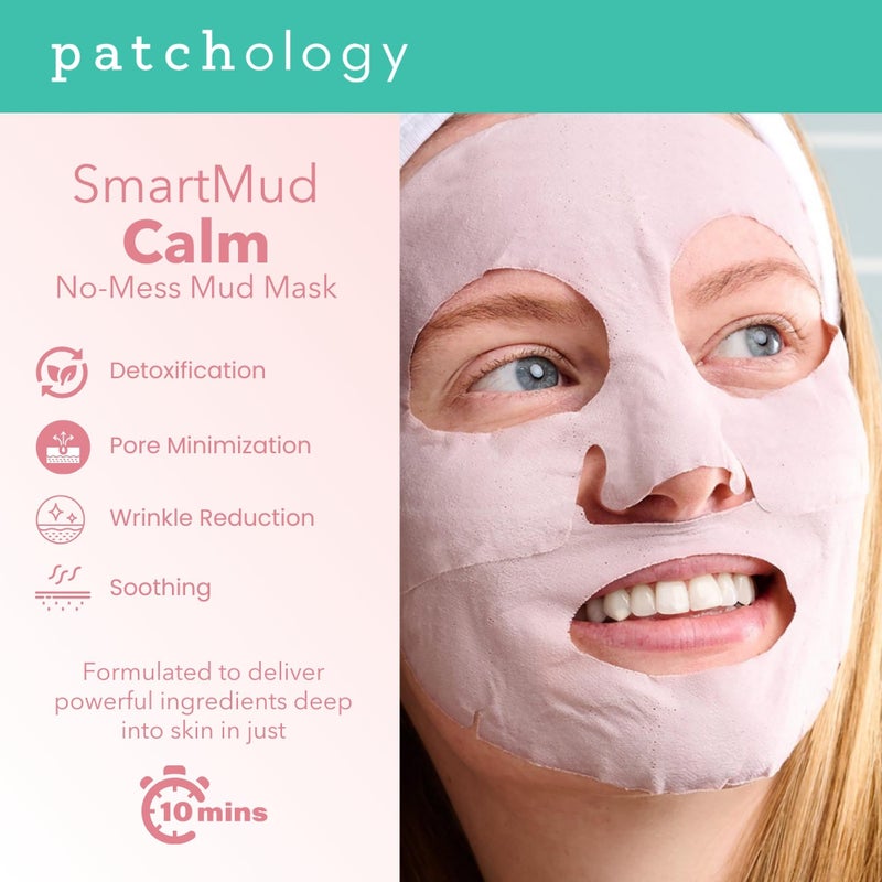 Patchology Calm SmartMud Clay Mask For Face - No Mess Soothing Mud Mask w/Calamine, Colloidal Oatmeal, & Niacinamide - Reduces Redness & Moisturizes Skin - Face Mask Skin Care for Women (1 Count) - Image 4