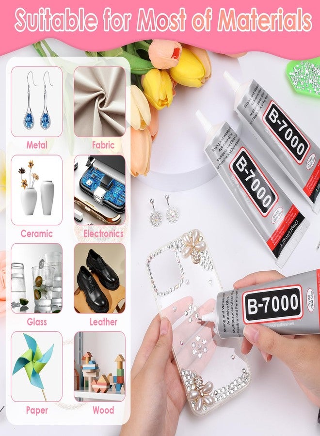 LifeisLuck B-7000 Glue with Rhinestone Gems Kit for Crafts DIY Bead Stone Jewelry Include 3 x 110ML Clear B-7000 Glue Flatback Crystal Rhinestones Dot-Brush Pen Pickup Tools - Image 4