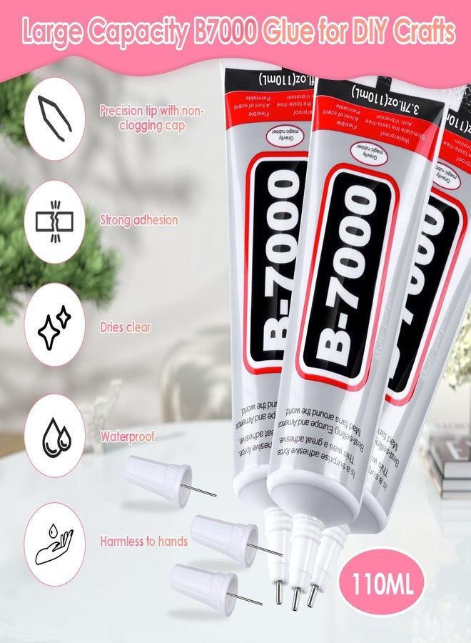 LifeisLuck B-7000 Glue with Rhinestone Gems Kit for Crafts DIY Bead Stone Jewelry Include 3 x 110ML Clear B-7000 Glue Flatback Crystal Rhinestones Dot-Brush Pen Pickup Tools - Image 3