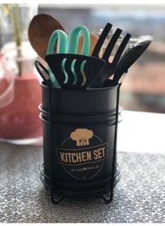 5DM Decorative Black Metal Spoon Holder with Countertop Stand  - Image 1