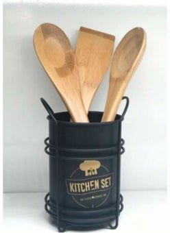5DM Decorative Black Metal Spoon Holder with Countertop Stand  - Image 2