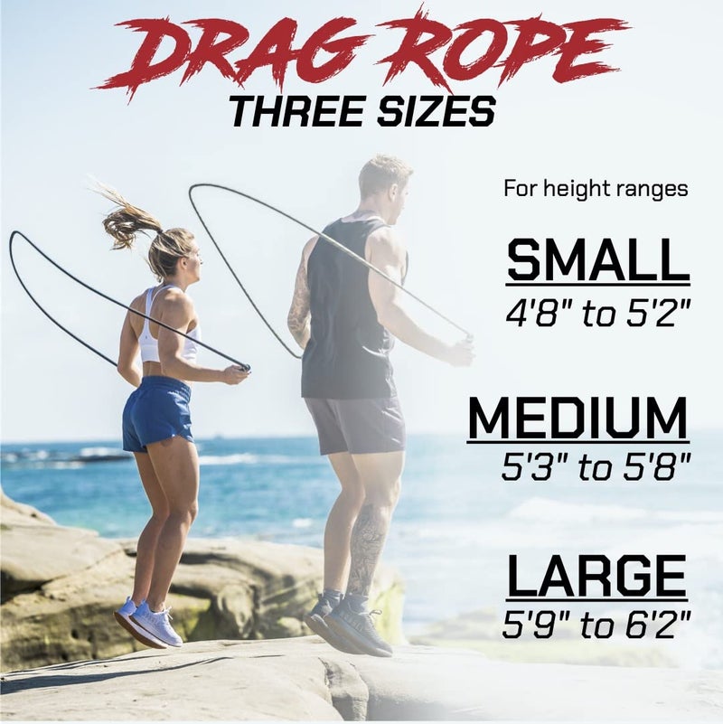 Rx Smart Gear Drag Jump Rope with Non Slip Ergonomic Handles - Weighted Polypropylene Rope for Fitness & Exercise, Cardio Workout | Speed Jumping Rope for Men & Women WOD (Black, Large) - Image 3