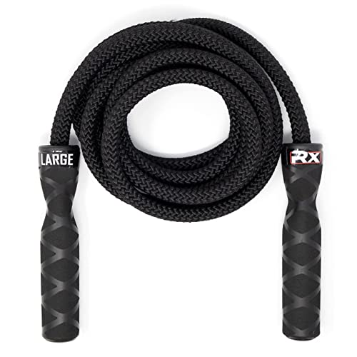 Rx Smart Gear Drag Jump Rope with Non Slip Ergonomic Handles - Weighted Polypropylene Rope for Fitness & Exercise, Cardio Workout | Speed Jumping Rope for Men & Women WOD (Black, Large) - Image 1
