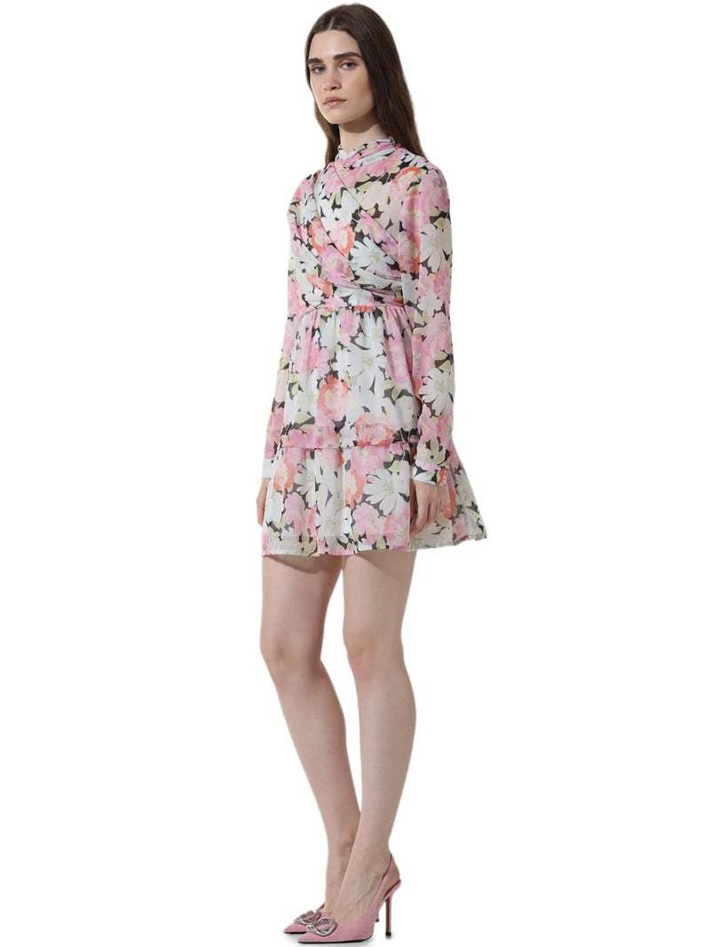 ONLY Women Printed Polyester Above Knee Multicolor Tiered Dress - Image 5