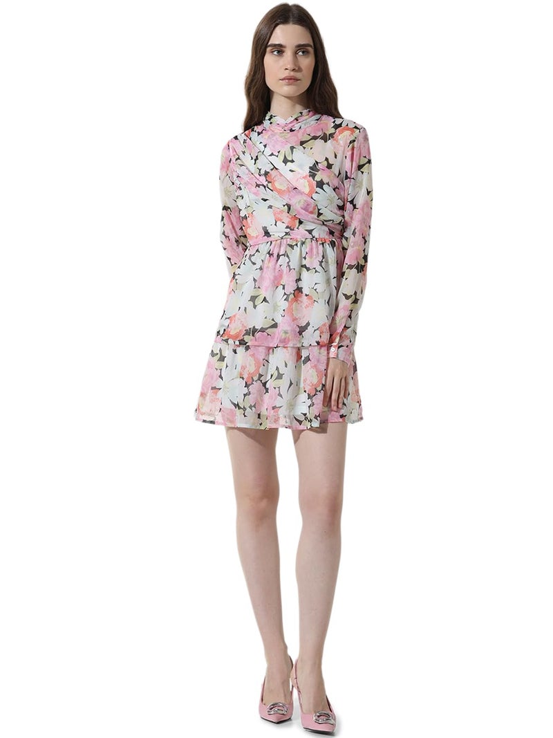 ONLY Women Printed Polyester Above Knee Multicolor Tiered Dress - Image 1
