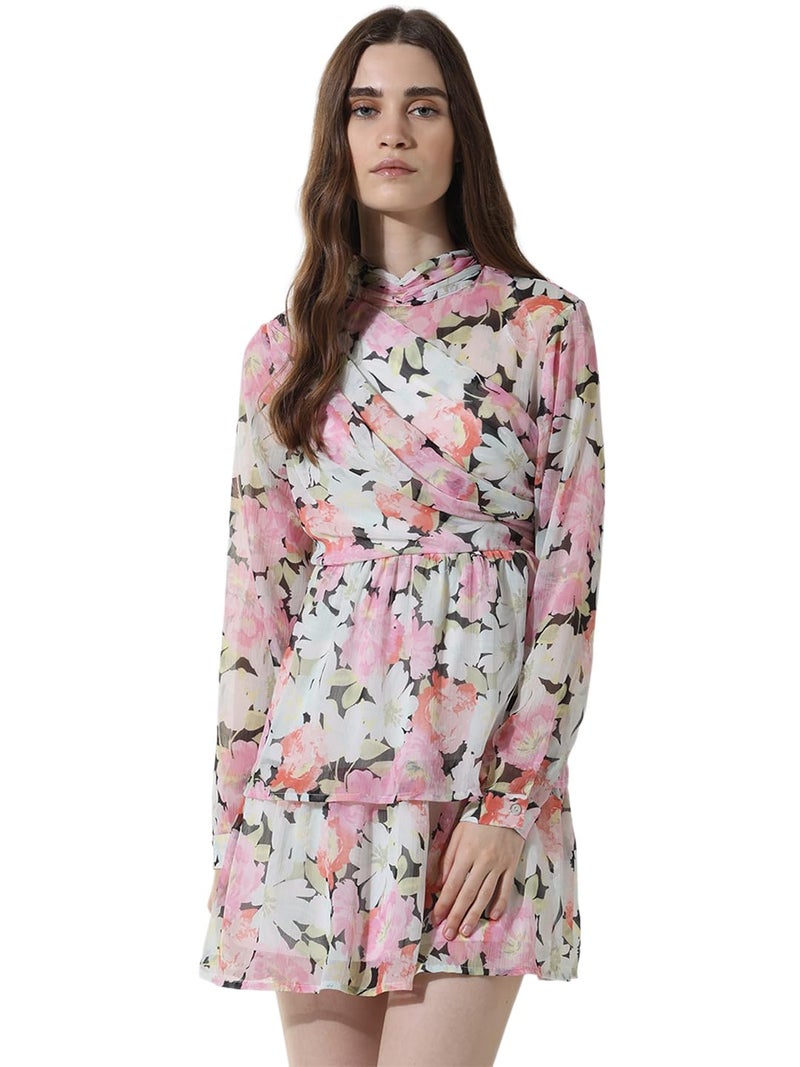 ONLY Women Printed Polyester Above Knee Multicolor Tiered Dress - Image 3
