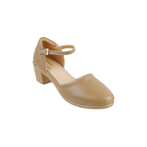 Mochi Women Beige Block Heel D'orsay Sandal UK/5 EU/38 (31-50) - Image 3