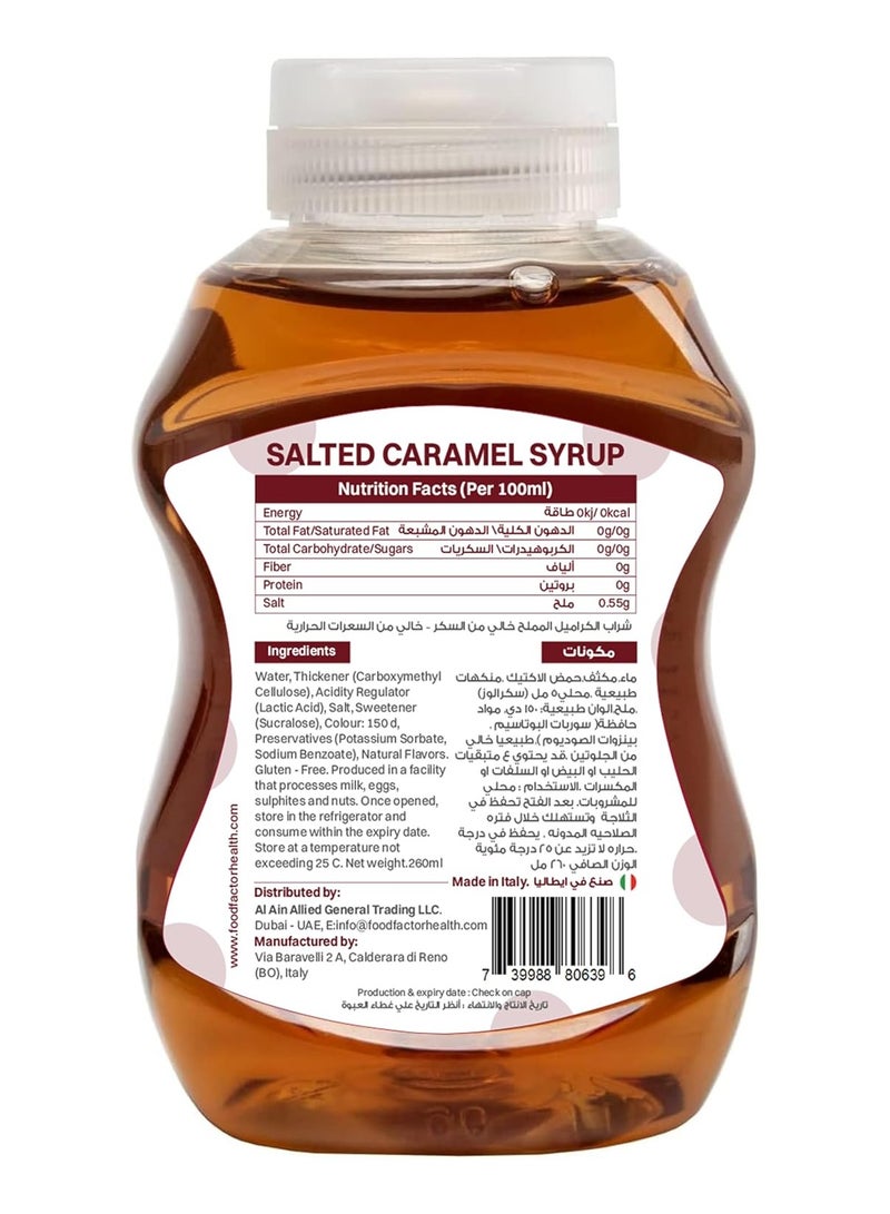 Food Factor Salted Caramel Syrup | Made in Italy | Zero Sugar, Zero Calorie, Gluten Free, Suitable For Vegan, Keto Friendly Use it with Ice Cream, Coffee, Latte, Milkshake (260ml, Salted Caramel) - Image 2