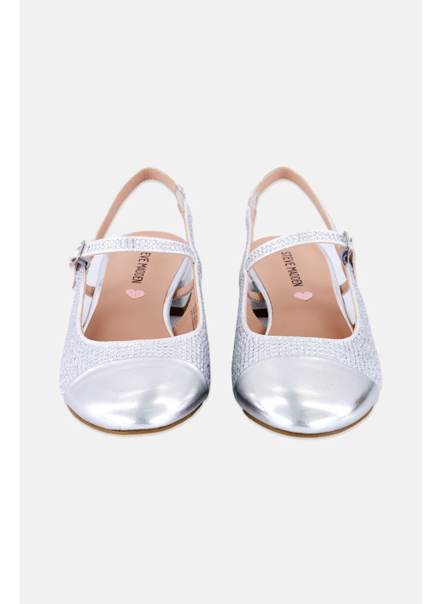 STEVE MADDEN Kids Girl Jbelinda Adjustable Sandals, Silver  - Image 4