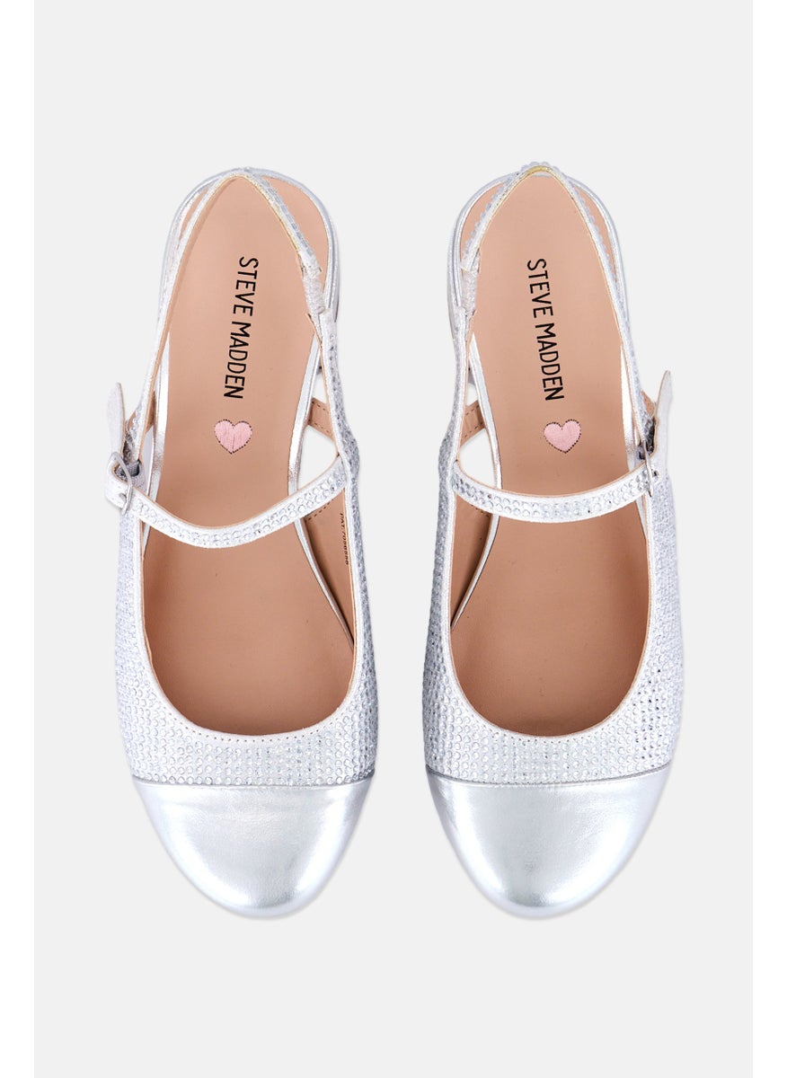 STEVE MADDEN Kids Girl Jbelinda Adjustable Sandals, Silver  - Image 2